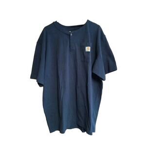 Carhartt Henley T Shirt Men's Size 2XL Original Fit Blue Pocket Cotton K84 NVY